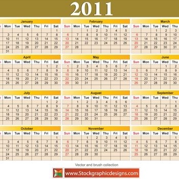 2011 Free Calendar on 2011 Free Vector Calendar Vector Misc   Free Vector For Free Download