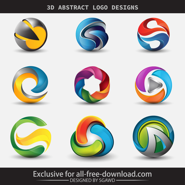 3d abstract logo designs Free vector in Adobe Illustrator ...