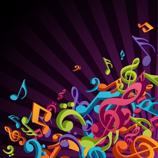 Music Wallpaper on Vectores Gratis    Vector De Fondo    M  Sica De Colores 3d Vector De