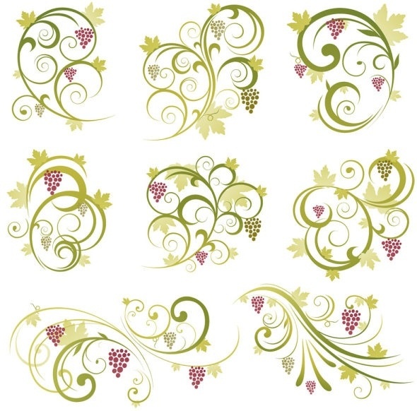 Free Makeup on Grape Ornament Vector Vector Floral   Free Vector For Free Download