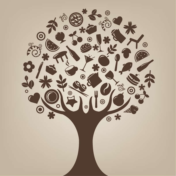 tree vector art -- symbols in the shape of a tree