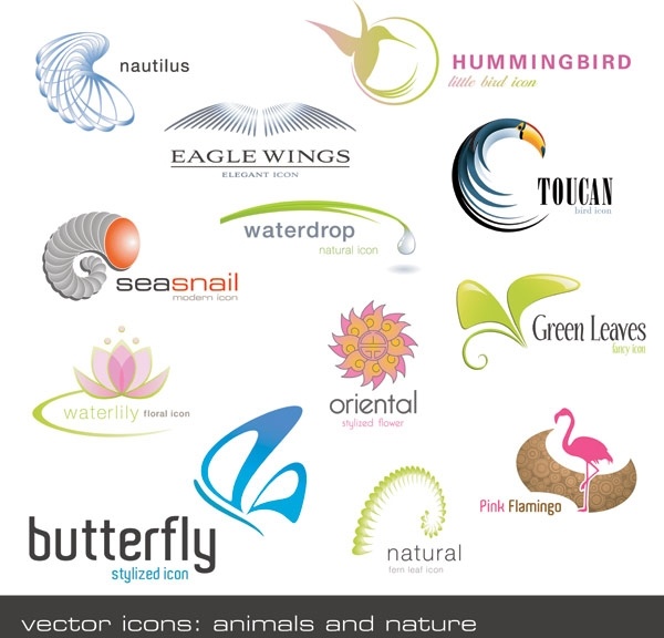 Logo Design Reference on Animals Plants Shape Logo Template Vector Vector Misc   Free Vector