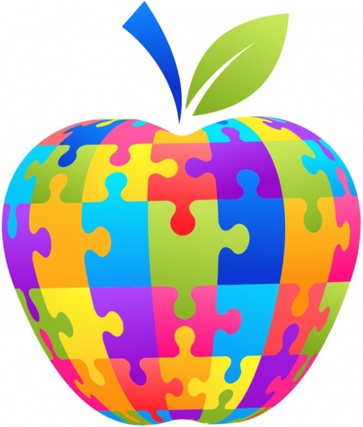 Large Puzzles on Apple Puzzle Vector Illustration Vector Misc   Free Vector For Free