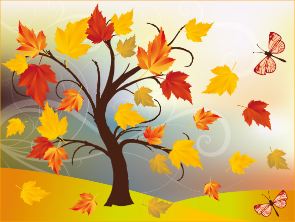 Autumn trees cartoon free vector download (19,954 Free vector) for