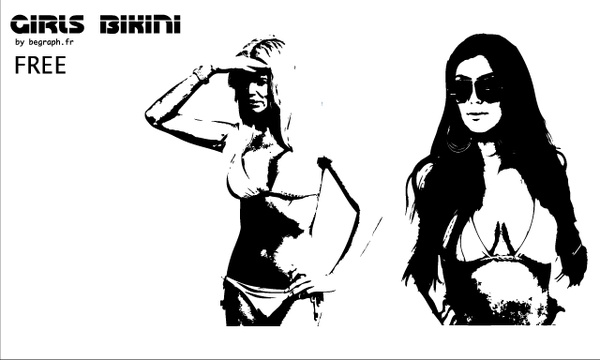 Bikini Girl Silhouette on Bikini Girls Vectors   Vector Free Download  Free Vector Graphic Art
