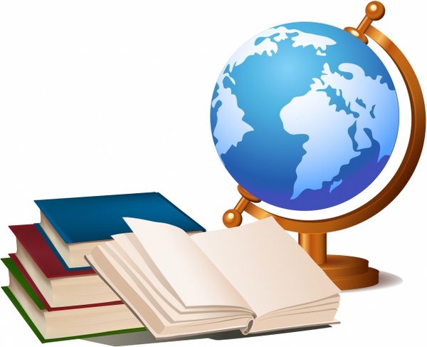Globe and books