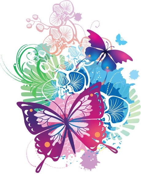 butterfly and flowers clip art free - photo #31