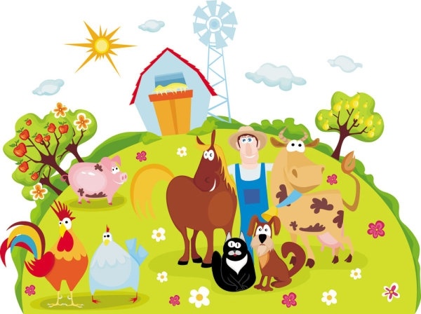Cartoon farm landscape background free vector download (57,928 Free