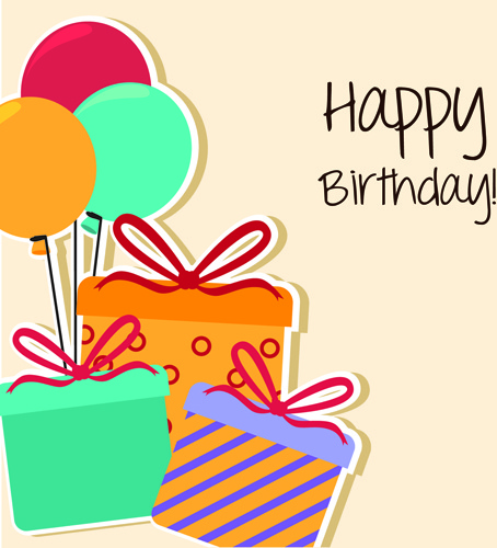 Cartoon style happy birthday greeting card template Free vector in