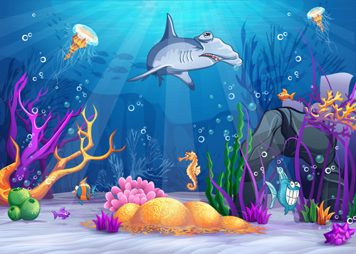 Cartoon underwater world vectors Free vector in Adobe Illustrator ai