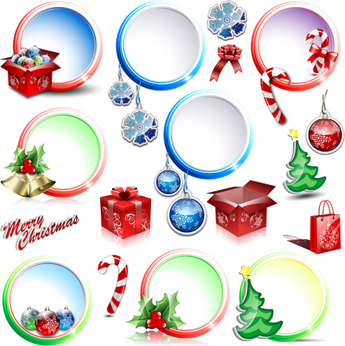 Christmas circular decor illustration vector Free vector 