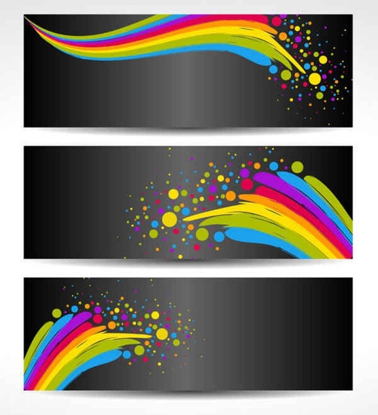 Colorful Banners with Black Background Free vector in Encapsulated