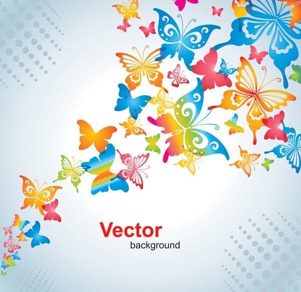 Colorful Butterflies on Colorful Butterfly Vector Background Vector Background   Free Vector