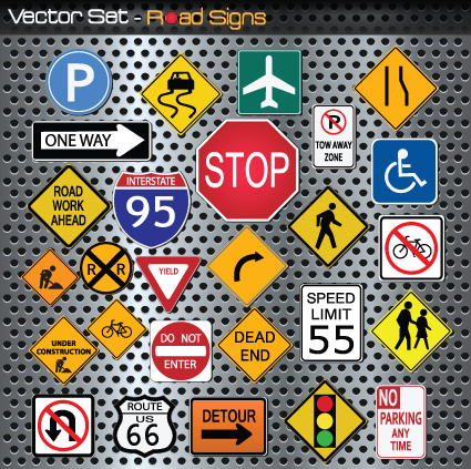 Different road signs design vector Free vector in Encapsulated ...