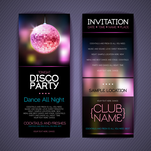 disco-party-invitation-cards-creative-vector-free-vector-in