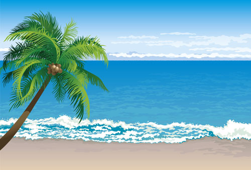 Elements of tropical beach background vector art Free ...
