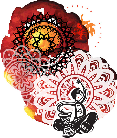 ethnic watercolor yoga background