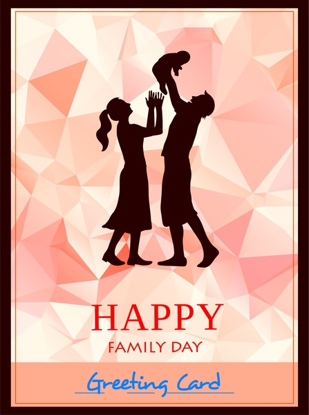 family day card silhouette style diamond background