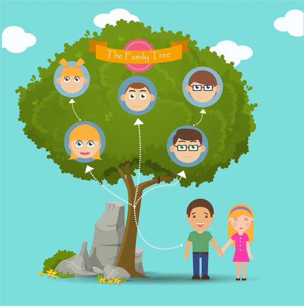 family tree infographic face icons