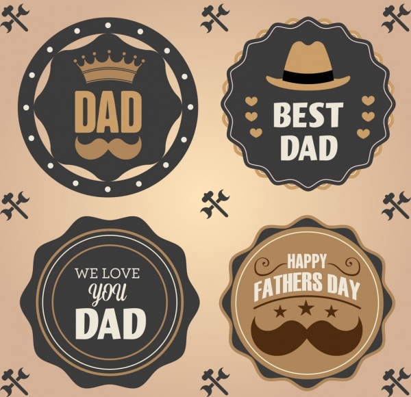 father day labels collection classical circle