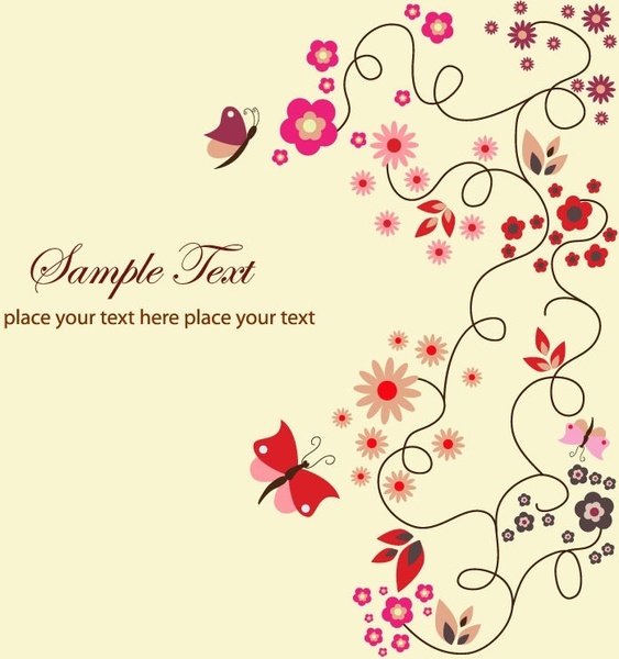 Vector Fonts Free on Free Vector Floral Greeting Card Vector Flower   Free Vector For Free