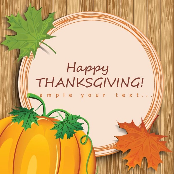 Free vector happy thanksgiving circle card with pumpkin Free vector in