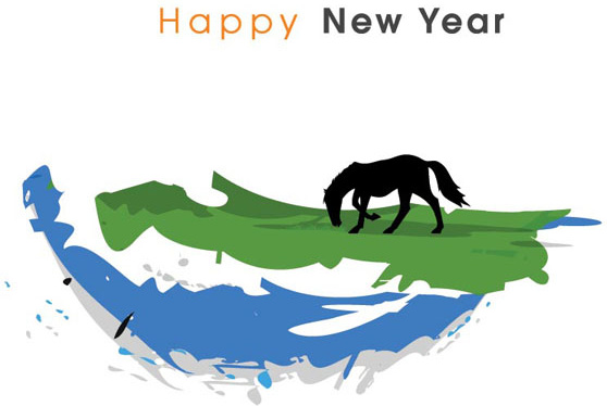 Free vector horse on concept globe happy new year ...