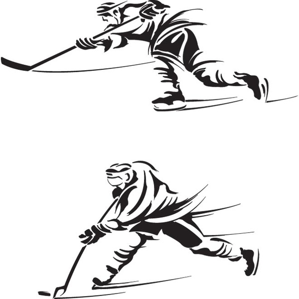 ice hockey players silhouette logo