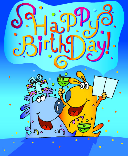 Funny cartoon birthday cards vector Free vector in Encapsulated
