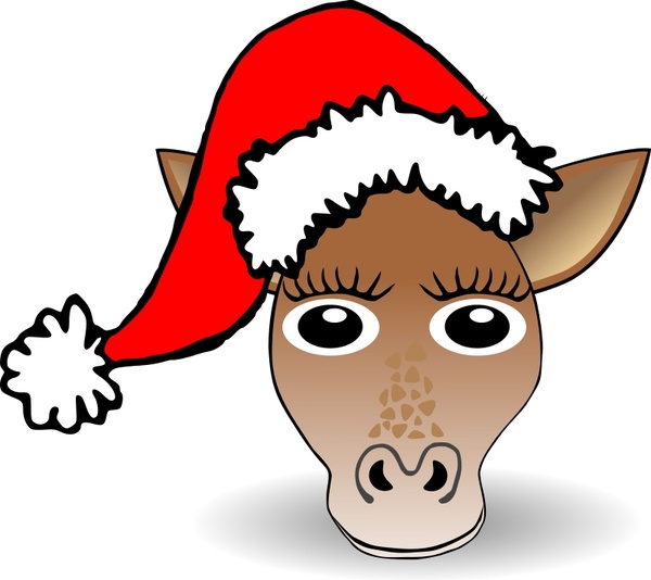 Cartoon Funny Images on Funny Giraffe Face Cartoon With Santa Claus Hat Vector Clip Art   Free