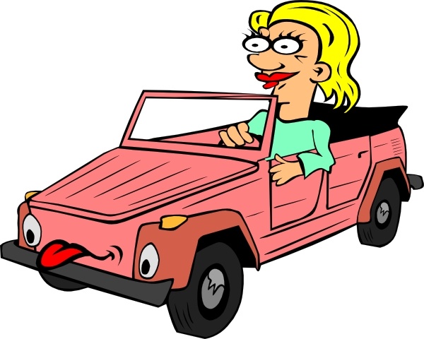 Girl Driving Car Cartoon clip art Free vector in Open office drawing