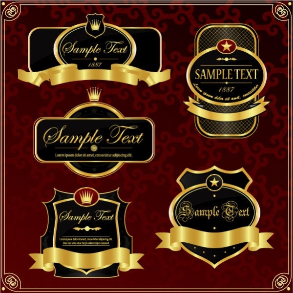 Free Vector Labels on Gold Label Vector 2 Vector Misc   Free Vector For Free Download