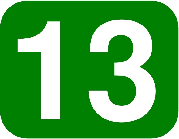  Green Rounded Rectangle With Number 13 clip art. Preview