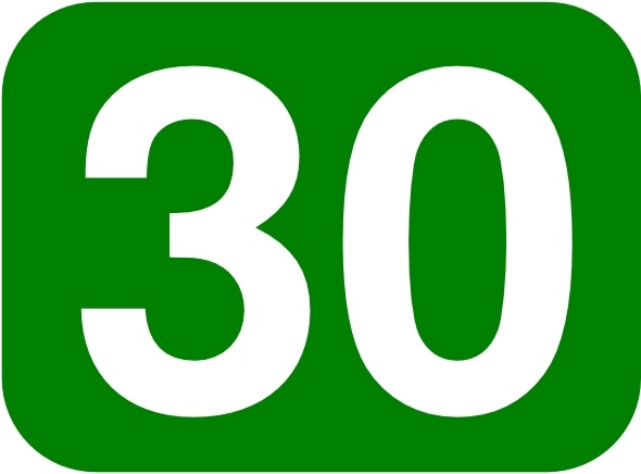  Green Rounded Rectangle With Number 30 clip art. Preview
