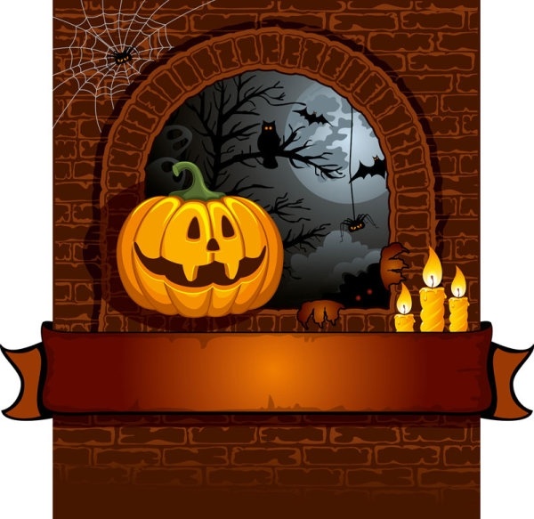 Halloween Backgrounds on Halloween Cartoon Background 01 Vector Vector Background   Free Vector