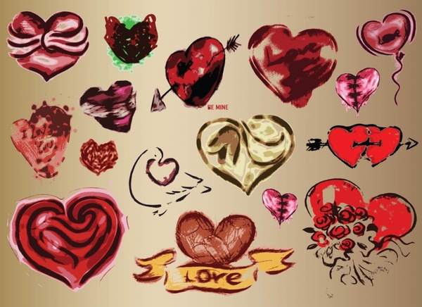 Hearts Vector Art Drawings Preview