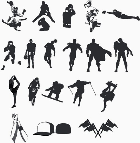 high quality sport hero silhouettes collection vector