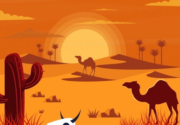 Hot desert drawing colored cartoon design Free vector in Adobe