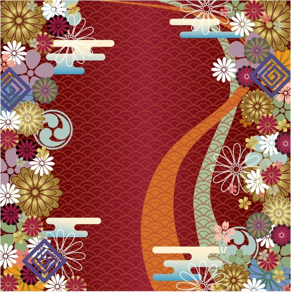Japanese style pattern background vector Free vector in Encapsulated