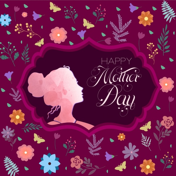mother day background violet backdrop flowers butterflies 
