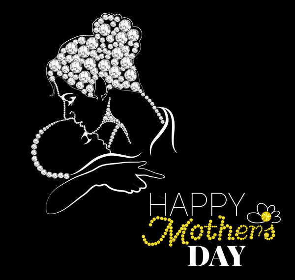 mother day card black white background