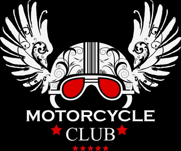 motorcycle club logo classical ornament helmet wings 