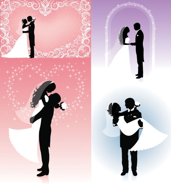 people wedding silhouette vector Preview