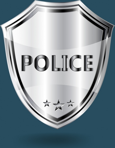 Police badge template shiny grey shield shape Free vector ...