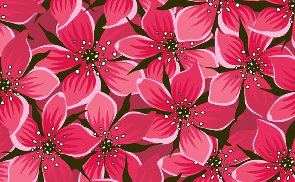 Red flowers background seamless repeating ornament Free vector in Encapsulated PostScript eps