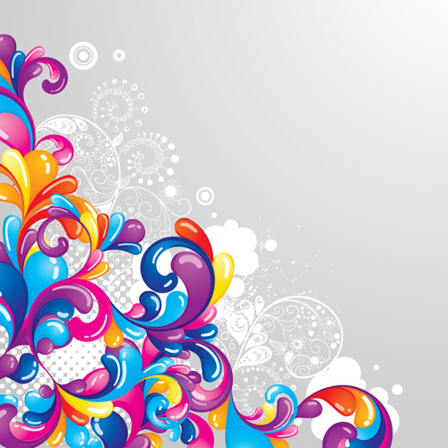 Set of colored swirl vector backgrounds art Free vector in ...