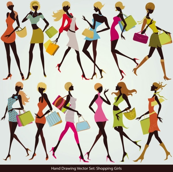 Girl Wallpaper on Shopping Girl 05 Vector Vector People   Free Vector For Free Download
