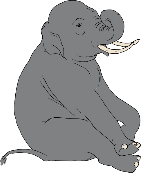 Black And White Elephant Clip Art. baby elephant clip art.