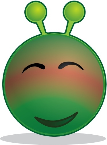 smiley green alien red clip art
