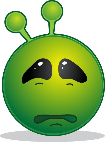 sad smiley face clip art. Smiley Green Alien Sad clip